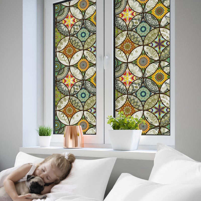 DKTIE Static Cling Decorative Window Film with Installation Tools Non Adhesive Privacy Film Stained Glass Window Film for Bathroom Shower Door Heat Cotrol Anti UV 35.4 x 78.7 Inch - Image 5